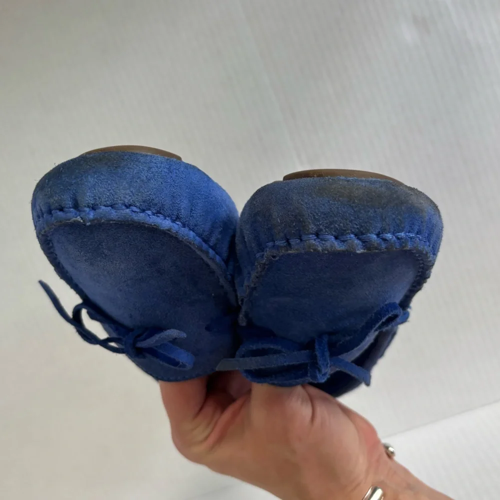 J. Crew Womens Driving Moccasins In Suede Brilliant Sapphire Loafers Size 8.5 - Picture 8 of 14